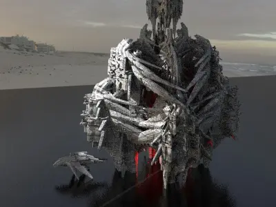 Sci-Fi Insectoid ship Towers Kit bash 1 3D model