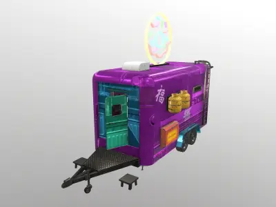  Cyberpunk City - Donut Caravan Low-poly 3D model