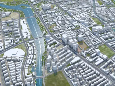 Suqian Jiangsu China 100km Low-poly 3D model