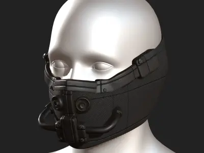 Gas mask respirator scifi futuristic 3d  Low-poly 3D model 39