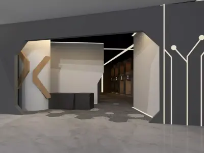 Metro entrance to modern office 3D model