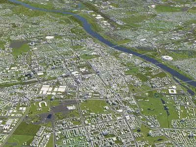 Warsaw Poland 50x50km 3D City Map 3D model