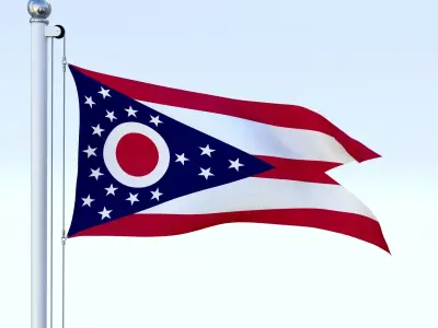 Animated Ohio Flag Low-poly 3D model