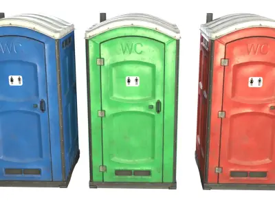 Public Portable Toilet PBR Game Ready Low-poly 3D model