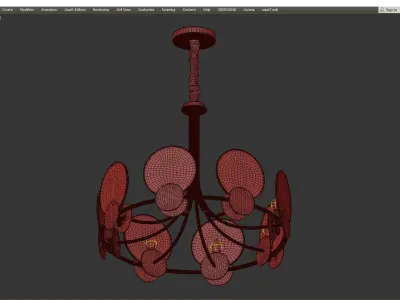 RACHEL chandelier in brass and marble Low-poly 3D model