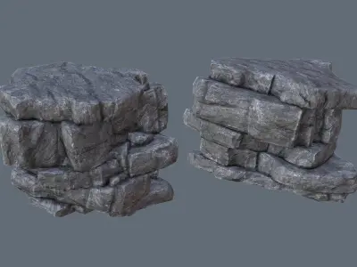 Game Ready PBR Stone Cliff Low-poly 3D model
