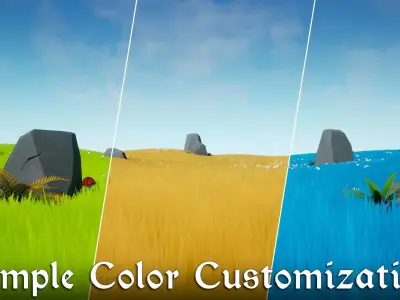 Stylized Grass and Plants Low-poly 3D model