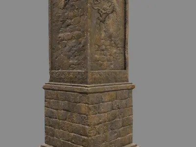 pillar 4 set of four wooden pillars Low-poly 3D model