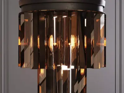 RH 1920S ODEON SMOKE GLASS FRINGE 2-TIER FLUSHMOUNT Black 3D model