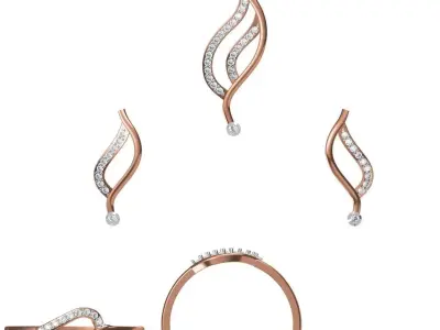 Light wt Ring Earrings Pendant set 3dm stl 1-render details 3D print model 36
