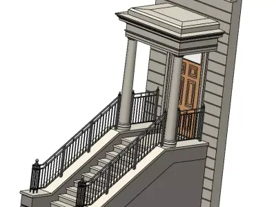 House Entrance with Balustrade 3D model
