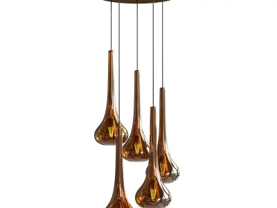 Golden Glass Ceiling Lamp 3D model