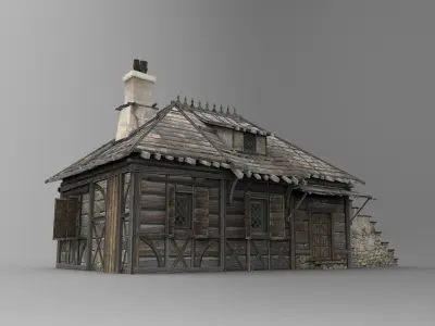 Medieval house fantasy 03 Low-poly 3D model