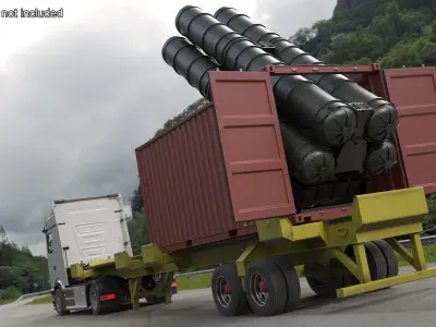  Missile Launch Container on Trailer Rigged 