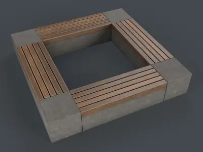 Modern Outdoor Bench 115 PBR Game Ready Low-poly 3D model