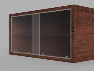 Wooden Wall Cabinet with Sliding Glass Doors 3D Model Low-poly 3D model