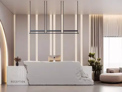 Modern Clinic Reception Waiting Area 3ds Max Corona 3D model