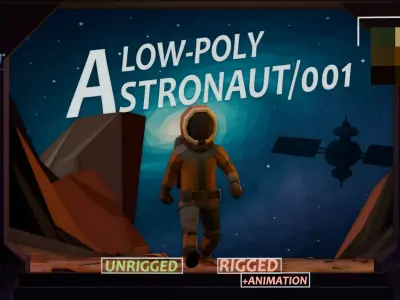 UNRIGGED VERSION ASTRONAUT 001  Low-poly 3D model