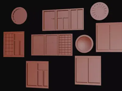 Modular Architectural Window Set Low-poly 3D model