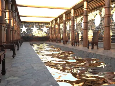 Grand hall - Classic Interior Low-poly 3D model