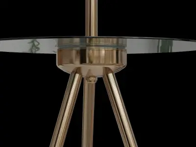 Glass Table Built-In Gold Floor Lamp 3D model