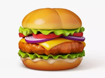 Crispy Chicken Burger 3D model