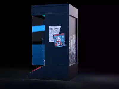 3D Cyberpunk Payphone Low-poly 3D model