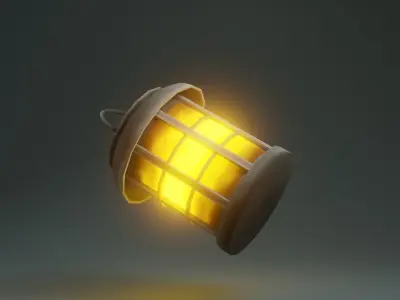 Hand-painted stylized Lantern Free low-poly 3D model