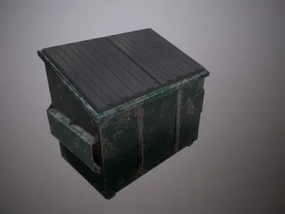 Garbage Collection with Trash Container Low-poly 3D model