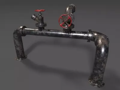 Pipeline industrial pipe Low-poly 3D model