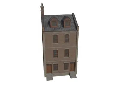 The facade of the house empty inside  Low poly textured Low-poly 3D model