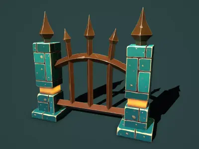 Fantasy fence Low-poly 3D model