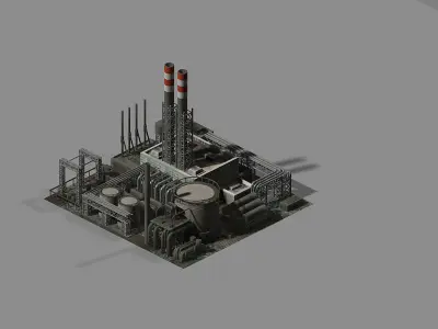 Heterogeneous-building-chemical plant 3D model