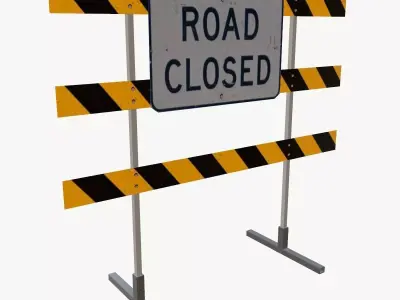 Roadblock pack 01 Low-poly 3D model