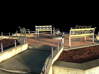 Large Octagon Garden Bed with PBR 3D model