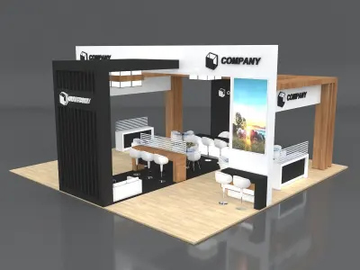 Exhibition Stand Booth Stall 10x10m Height 500cm 4 Side Open 3D model purchase