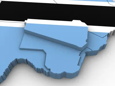 3d Political Map of Botswana 3D model