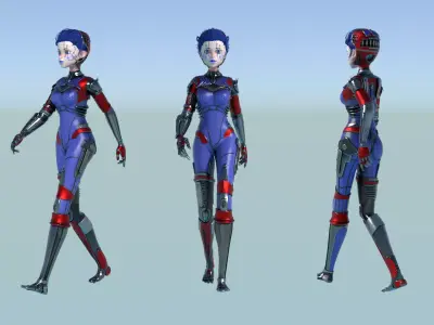 ARC Combat animation Red vs Blue Low-poly 3D model