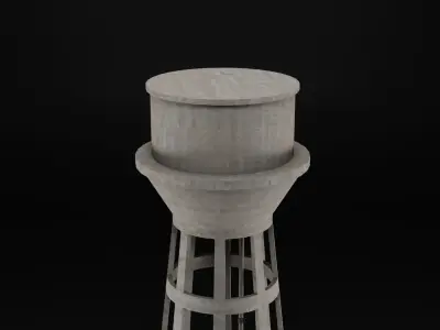 Water Tower Low-poly 3D model 10