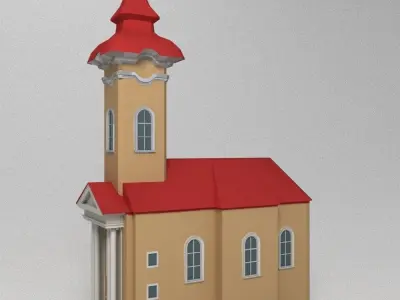 3D low poly model of church Low-poly 3D model