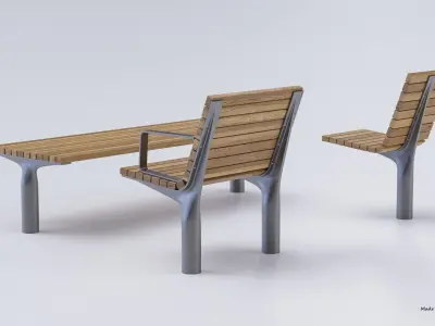 PARK MODERN BENCH MMCITE VLTAU 3D model