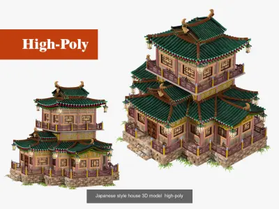 Japanese style house  Japanese Pagoda   high-poly 3D Model Pack