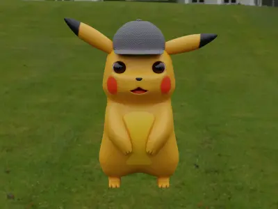 Pikachu wearing hat Low-poly 3D model