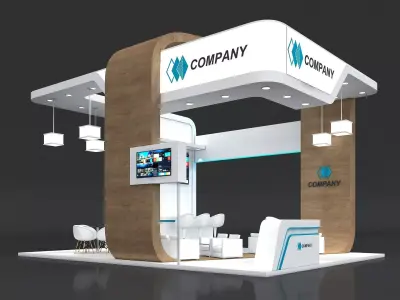 Exhibition Stand Booth Stall 8x6m Height 500cm 4 Side Open 3D model