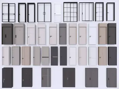 Door Modern bedroom-door-entrance door-wooden door 3D model
