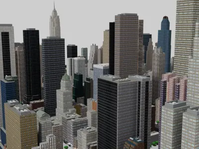 City Downtown Skyscraper Low-poly 3D model
