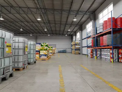 Modern Warehouse Interior Scene Low-poly 3D model