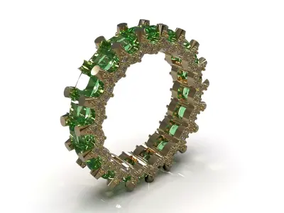 Emerald and Diamond Eternity Ring model rr0144 3D print model