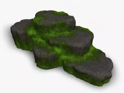 Cave Platform 4 - Moss 2 Low-poly 3D model