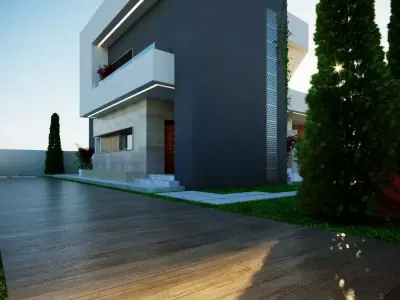 3D Model Modern Two-Story House  Low-poly 3D model